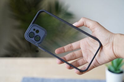 Transparent Case with Colored Border and Camera Lens Protector