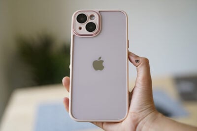 Transparent Case with Colored Border and Camera Lens Protector