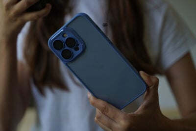 Transparent Case with Colored Border and Camera Lens Protector