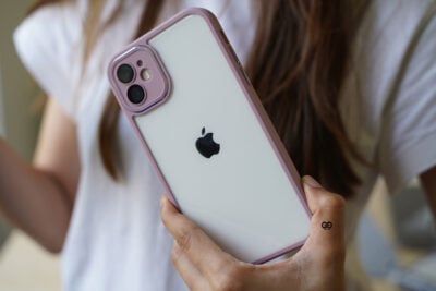 Transparent Case with Colored Border and Camera Lens Protector