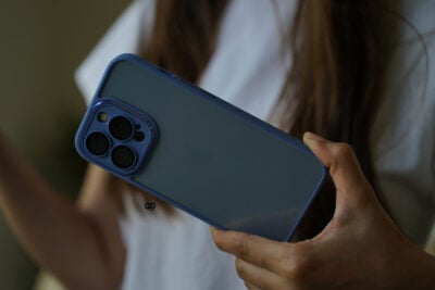 Transparent Case with Colored Border and Camera Lens Protector