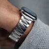 Silver Glossy Matte Link Strap For Apple Watch 44MM 45MM 46MM Series 4 5 6 7 8 9 10 SE SE 2 Gen