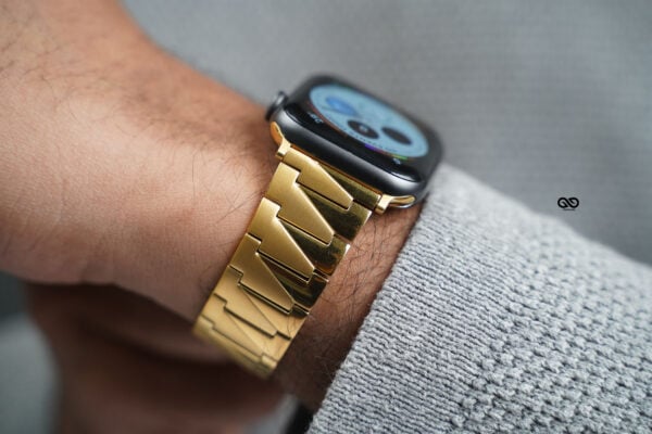 Gold Glossy Matte Link Strap for Apple Watch 44MM 45MM 46MM Series 4 5 6 7 8 9 SE SE 2 Gen