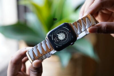 Rose Gold Silver Glossy Matte Link Strap for Apple Watch 44MM 45MM 46MM Series 4 5 6 7 8 9 10 SE SE 2 Gen