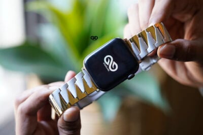 Gold Silver Glossy Matte Link Strap For Apple Watch 44MM 45MM 46MM Series 4 5 6 7 8 9 10 SE SE 2 Gen