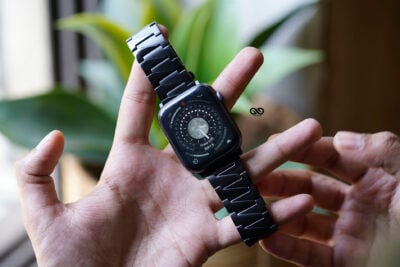 Black Glossy Matte Link Strap For Apple Watch 44MM 45MM 46MM Series 4 5 6 7 8 9 10 SE SE 2 Gen