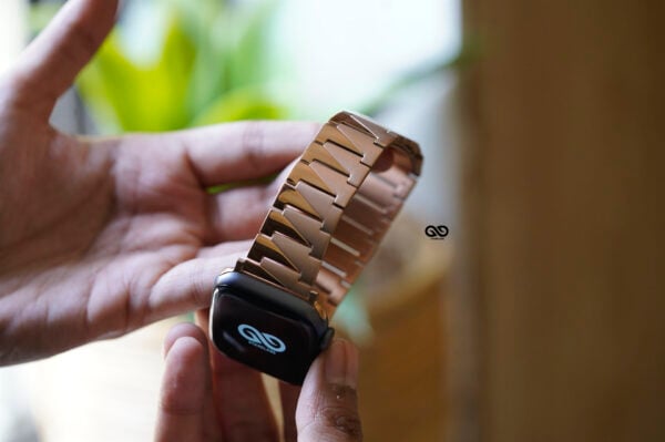 Rose Gold Glossy Matte Link Strap For Apple Watch 44MM 45MM 46MM Series 4 5 6 7 8 9 10 SE SE 2 Gen