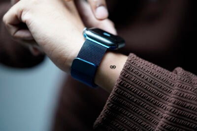 Milanese magnetic metal loop strap Blue for Apple Watch 44MM 45MM Series 4 5 6 7 8 9 SE SE 2 Gen