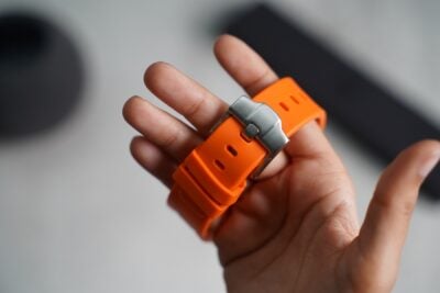 Ultra Orange Fluoro Rubber Strap With Titanium Buckle For Apple Watch 49 MM Series Ultra/Ultra 2