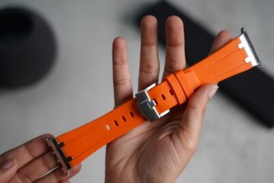 Ultra Orange Fluoro Rubber Strap With Titanium Buckle For Apple Watch 49 MM Series Ultra/Ultra 2