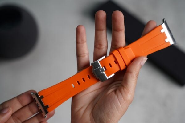 Ultra Orange Fluoro Rubber Strap With Titanium Buckle For Apple Watch 49 MM Series Ultra/Ultra 2 - Image 3