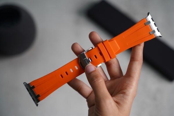 Ultra Orange Fluoro Rubber Strap With Titanium Buckle For Apple Watch 49 MM Series Ultra/Ultra 2 - Image 9