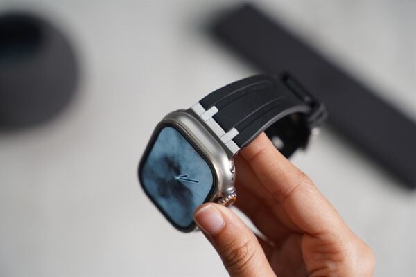 Black Fluoro Rubber Strap With Titanium Buckle For Apple Watch 49 MM Series Ultra/Ultra 2 - Image 9