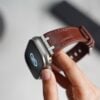 Wood brown Silicone Faux Leather Strap For Apple Watch 49 MM Series Ultra/Ultra 2