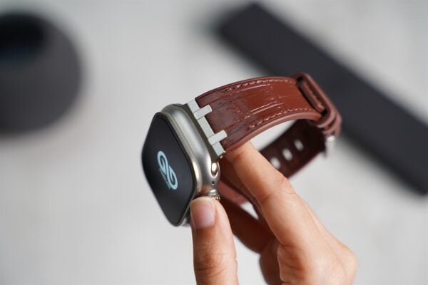 Wood brown Silicone Faux Leather Strap For Apple Watch 49 MM Series Ultra/Ultra 2