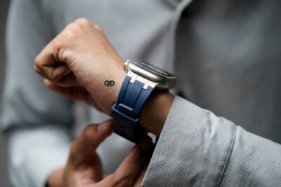Atlantic Blue Fluoro Rubber Strap With Titanium Buckle For Apple Watch 49 MM Series Ultra/Ultra 2