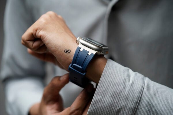 Atlantic Blue Fluoro Rubber Strap With Titanium Buckle For Apple Watch 49 MM Series Ultra/Ultra 2 - Image 3