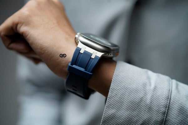 Atlantic Blue Fluoro Rubber Strap With Titanium Buckle For Apple Watch 49 MM Series Ultra/Ultra 2