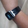 Black Fluoro Rubber Strap With Titanium Buckle For Apple Watch 44MM 45MM 46MM Series 4 5 6 7 8 9 10 SE SE 2 Gen