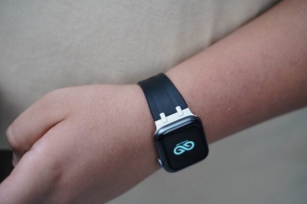 Black Fluoro Rubber Strap With Titanium Buckle For Apple Watch 44MM 45MM 46MM Series 4 5 6 7 8 9 10 SE SE 2 Gen - Image 3