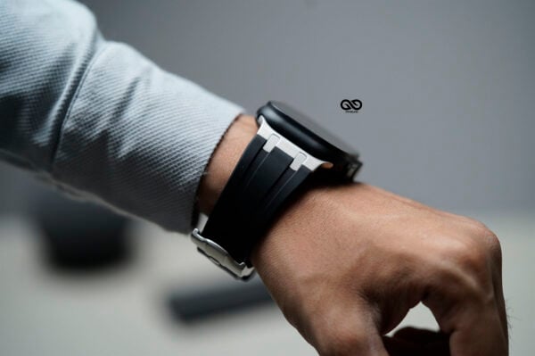 Black Fluoro Rubber Strap With Titanium Buckle For Apple Watch 49 MM Series Ultra/Ultra 2 - Image 12