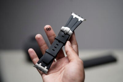 Black Fluoro Rubber Strap With Titanium Buckle For Apple Watch 49 MM Series Ultra/Ultra 2