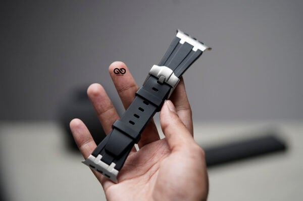 Black Fluoro Rubber Strap With Titanium Buckle For Apple Watch 49 MM Series Ultra/Ultra 2 - Image 17
