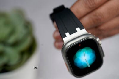 Black Fluoro Rubber Strap With Titanium Buckle For Apple Watch 49 MM Series Ultra/Ultra 2