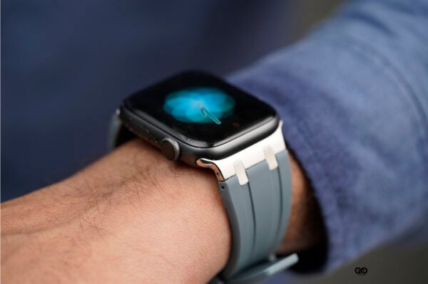 Lunar Grey Fluoro Rubber Strap With Titanium Buckle For Apple Watch 44MM 45MM 46MM Series 4 5 6 7 8 9 10 SE SE 2 Gen