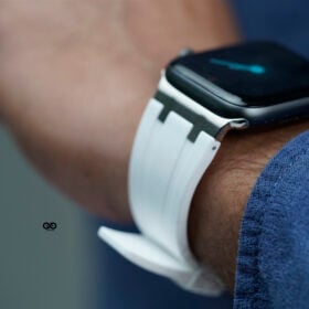White Fluoro Rubber Strap With Titanium Buckle For Apple Watch 44MM 45MM 46MM Series 4 5 6 7 8 9 10 11 (SE 2 3 Gen)