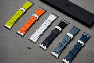 Ultra Orange Fluoro Rubber Strap With Titanium Buckle For Apple Watch 49 MM Series Ultra/Ultra 2