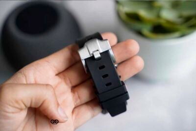 Fluoro Rubber Strap With Silver Buckle For Apple Watch 44MM 45MM 46MM Series 4 5 6 7 8 9 10 SE SE 2 Gen