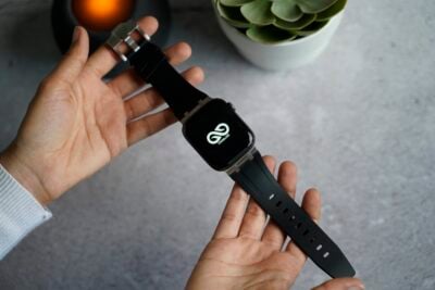 Fluoro Rubber Strap With Silver Buckle For Apple Watch 44MM 45MM 46MM Series 4 5 6 7 8 9 10 SE SE 2 Gen