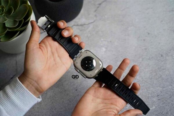 Black Fluoro Rubber Strap With Titanium Buckle For Apple Watch 49 MM Series Ultra/Ultra 2 - Image 13