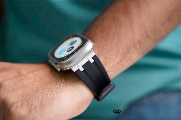 Black Fluoro Rubber Strap With Titanium Buckle For Apple Watch 49 MM Series Ultra/Ultra 2 - Image 11