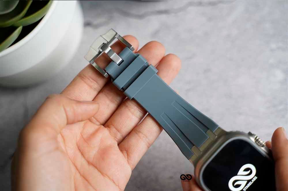 Lunar Grey Fluoro Rubber Strap With Titanium Buckle For Apple Watch 49 MM (Series Ultra/Ultra 2/Ultra 3)