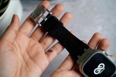 Black Fluoro Rubber Strap With Titanium Buckle For Apple Watch 49 MM Series Ultra/Ultra 2