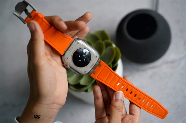 Ultra Orange Fluoro Rubber Strap With Titanium Buckle For Apple Watch 49 MM Series Ultra/Ultra 2 - Image 6