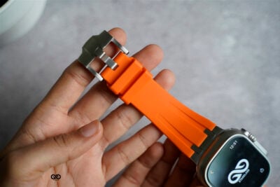 Ultra Orange Fluoro Rubber Strap With Titanium Buckle For Apple Watch 49 MM Series Ultra/Ultra 2