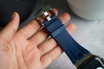 Fluoro Rubber Strap With Silver Buckle For Apple Watch 44MM 45MM 46MM Series 4 5 6 7 8 9 10 SE SE 2 Gen