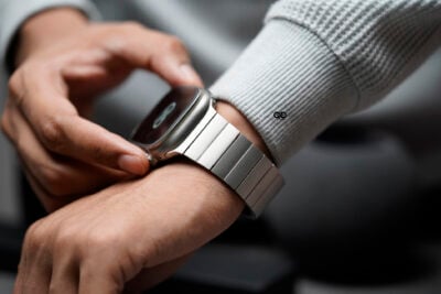 Titanium Matte Finish Detachable Link Strap With Magnetic Closure For Apple Watch 49 MM Series Ultra/Ultra 2