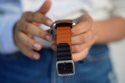 Two Coloured Faux Leather Strap with buckle For Apple Watch 49 (Series Ultra/Ultra 2/Ultra 3)