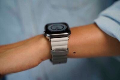 Grey/White Two Coloured Faux Leather Strap with buckle Apple Watch 42MM 41MM 40MM Series 4 5 6 7 8 9 10 SE SE 2 Gen