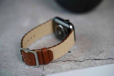 Two Coloured Faux Leather Strap with buckle Apple Watch 44MM 45MM 46MM Series 4 5 6 7 8 9 10 SE SE 2 Gen