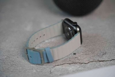 Two Coloured Faux Leather Strap with buckle Apple Watch 44MM 45MM 46MM Series 4 5 6 7 8 9 10 SE SE 2 Gen