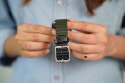 Two Coloured Faux Leather Strap with buckle Apple Watch 44MM 45MM 46MM Series 4 5 6 7 8 9 10 SE SE 2 Gen