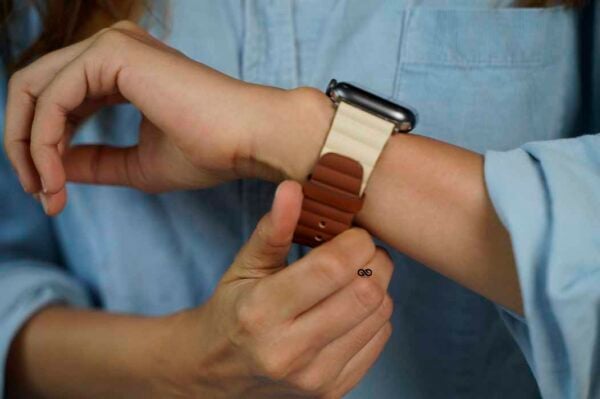 Two Coloured Faux Leather Strap with buckle Apple Watch 44MM 45MM 46MM Series 4 5 6 7 8 9 10 SE SE 2 Gen - Image 81