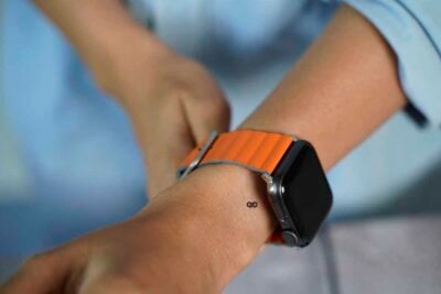 Orange/Grey Two Coloured Faux Leather Strap with buckle Apple Watch 42MM 41MM 40MM Series 4 5 6 7 8 9 10 SE SE 2 Gen