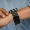 Black Olive Two Coloured Faux Leather Strap with buckle Apple Watch 42MM 41MM 40MM Series 4 5 6 7 8 9 10 11 SE SE 2 Gen