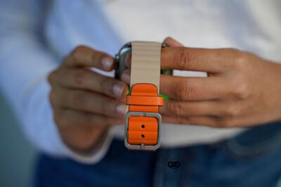 Two Coloured Faux Leather Strap with buckle For Apple Watch 49 (Series Ultra/Ultra 2/Ultra 3)